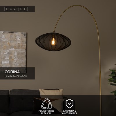 Lucide CORINA - Lámpara de arco - 1xE27 - Negro